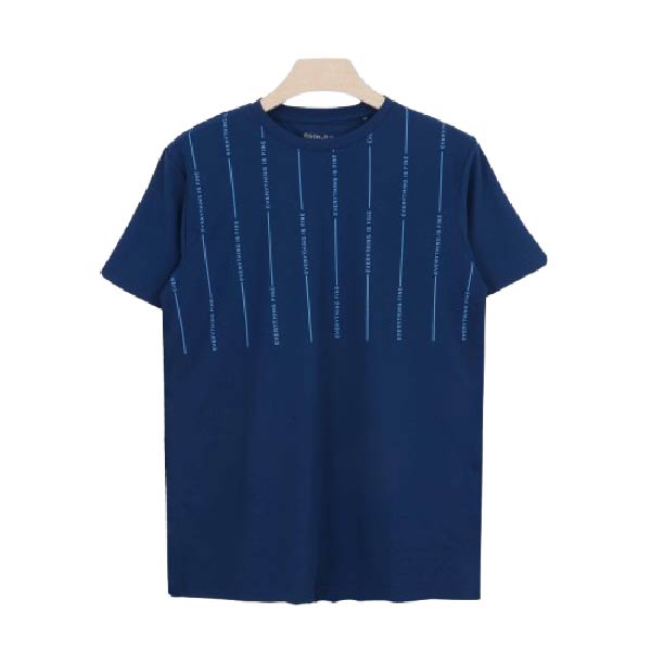 Men's T-Shirt โ Sky Blue with Geometric Stripe Print