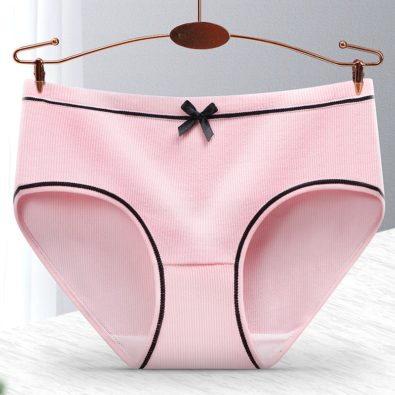 Ribbed Cotton Panties - 4pcs Pack with Contrast Piping