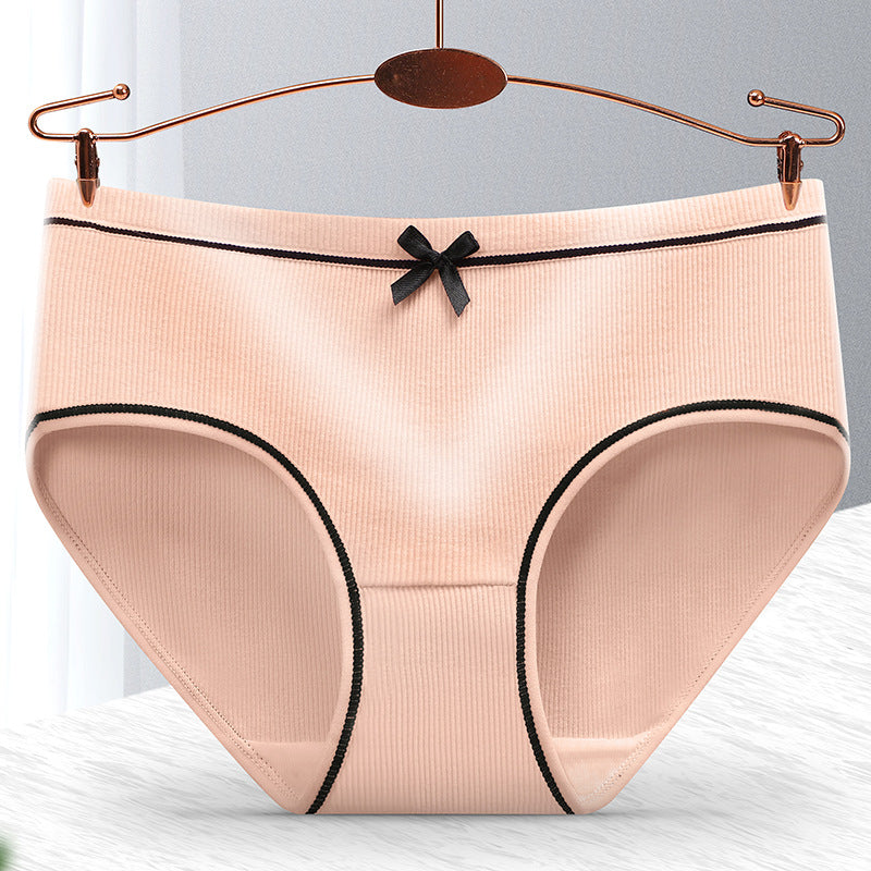 Ribbed Cotton Panties - 4pcs Pack with Contrast Piping