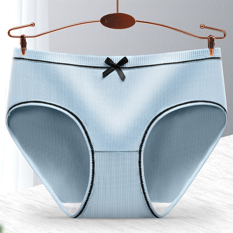Ribbed Cotton Panties - 4pcs Pack with Contrast Piping