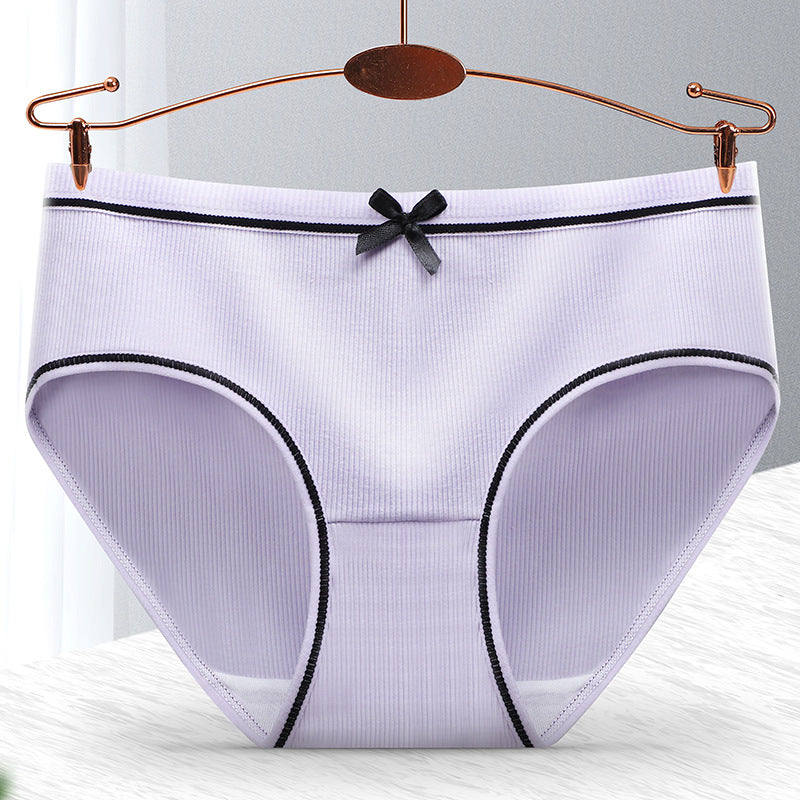 Ribbed Cotton Panties - 4pcs Pack with Contrast Piping