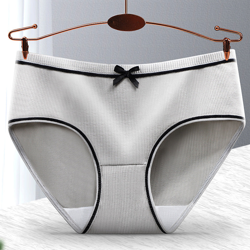 Ribbed Cotton Panties - 4pcs Pack with Contrast Piping