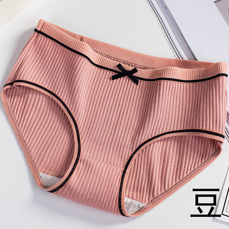Ribbed Cotton Panties - 4pcs Pack with Contrast Piping