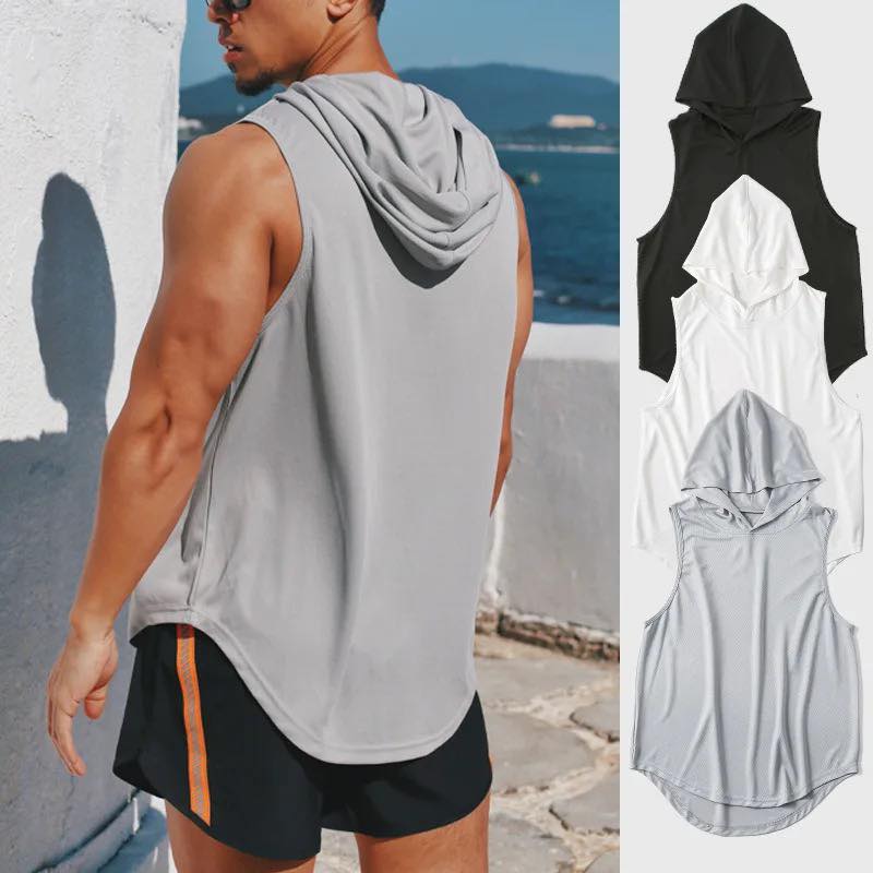 Men's Sleeveless Hooded Gym Tank
