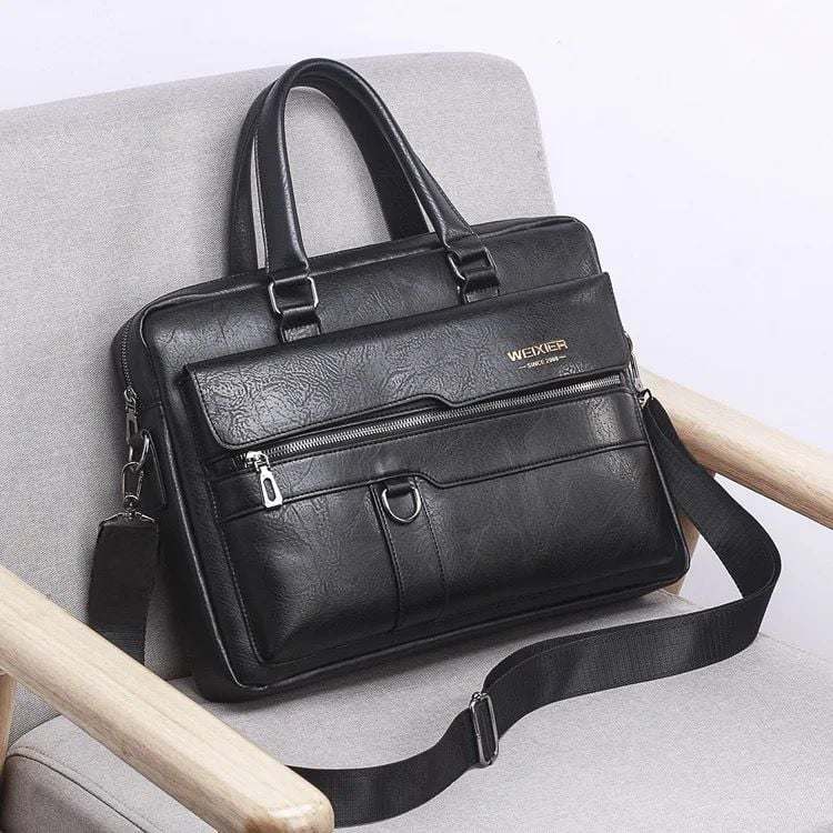 Men's Vintage PU Leather Office Laptop Bag ā 15.6" Briefcase with Shoulder Strap