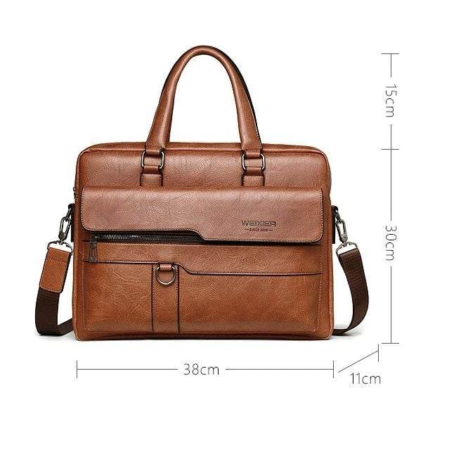 Men's Vintage PU Leather Office Laptop Bag ā 15.6" Briefcase with Shoulder Strap