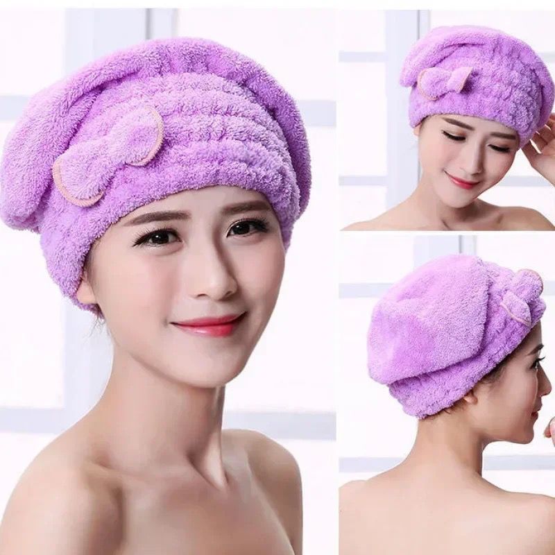 Microfiber Quick-Dry Hair Towel Cap โ Soft & Absorbent Shower Head Wrap