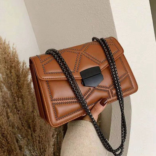 Women's Designer-Inspired Crossbody Bag Geometric Studded with Chain Strap