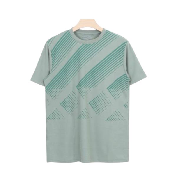 Men's T-Shirt โ Sky Blue with Geometric Stripe Print