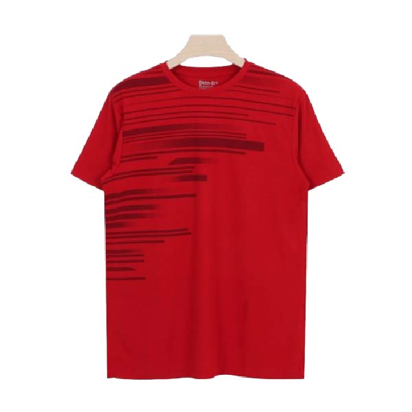 Men's T-Shirt โ Sky Blue with Geometric Stripe Print