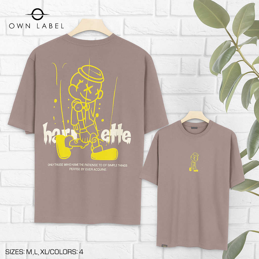 Graphic Tee With Puppet Print And Motivational Quote