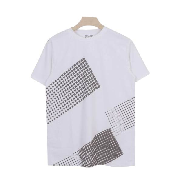 Men's T-Shirt โ Sky Blue with Geometric Stripe Print