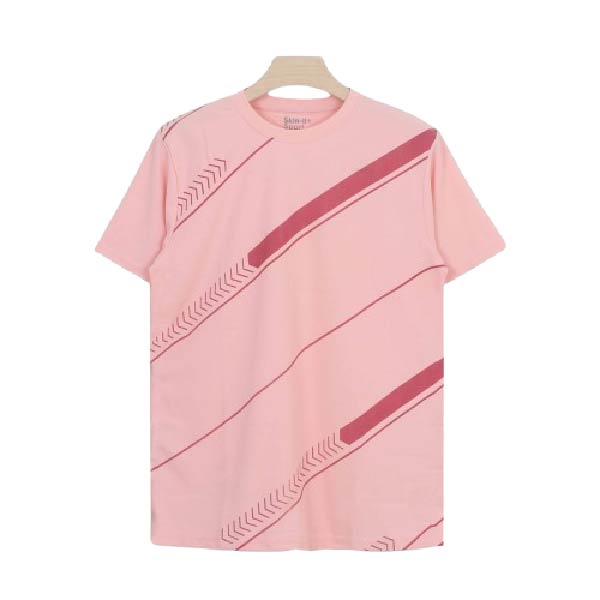 Men's T-Shirt โ Sky Blue with Geometric Stripe Print