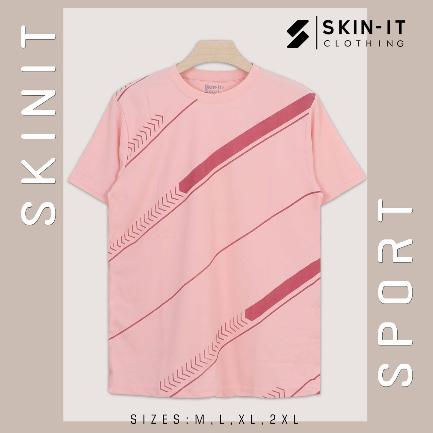 Men's T-Shirt โ Sky Blue with Geometric Stripe Print