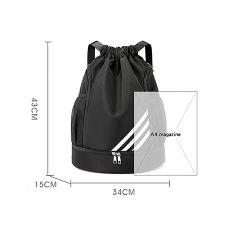 Unisex Sports Drawstring Gym Bag with Shoe Compartment
