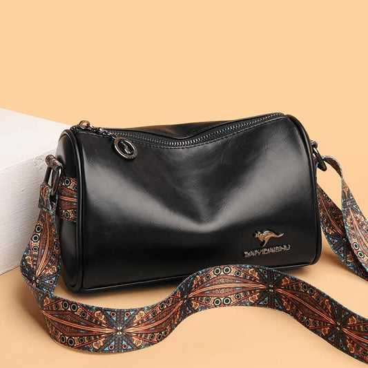 PU Leather Crossbody Bag with Tribal Strap