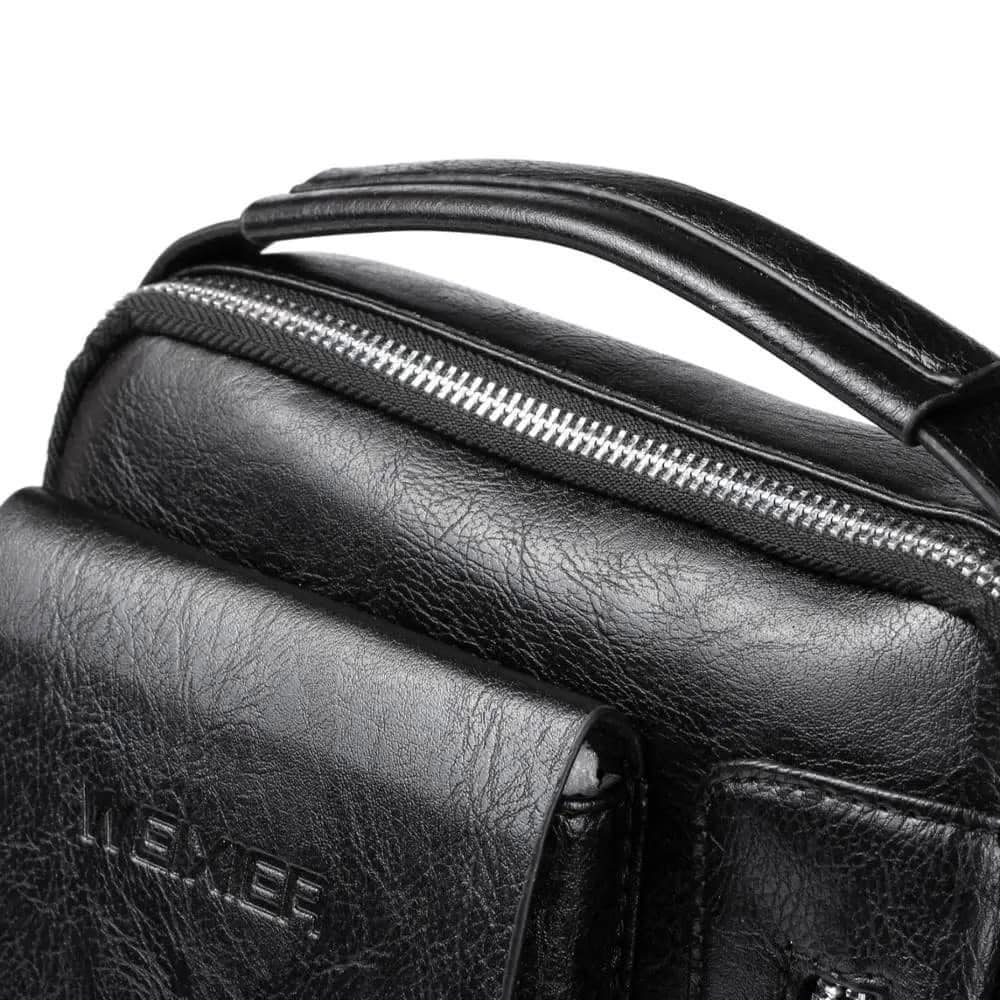 Men's PU Leather Crossbody Messenger Bag Travel Sling and Zipper Pockets