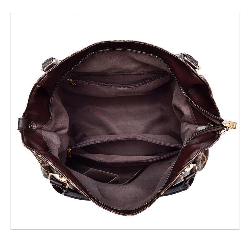 Elegant Monogram Print Tote Bag β Brown with Black