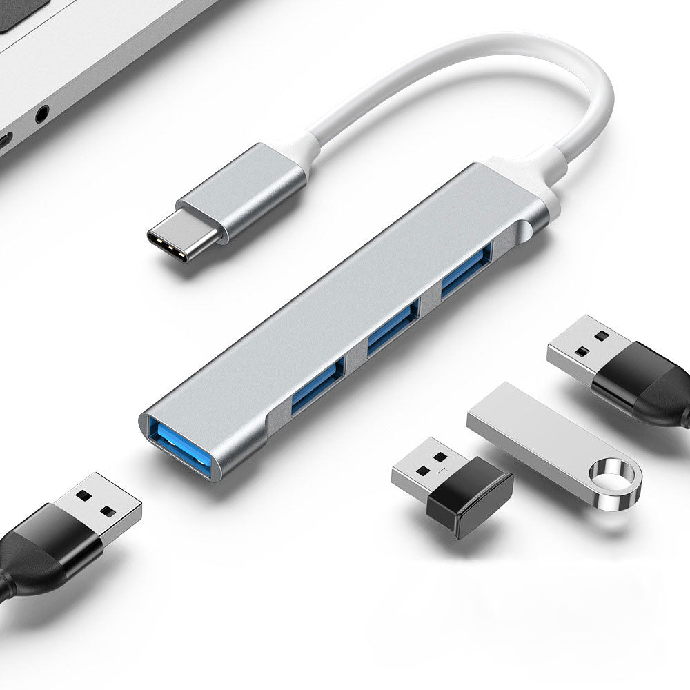 4-Port USB Hub with Type-C & USB 3.0 Adapter β High-Speed Splitter