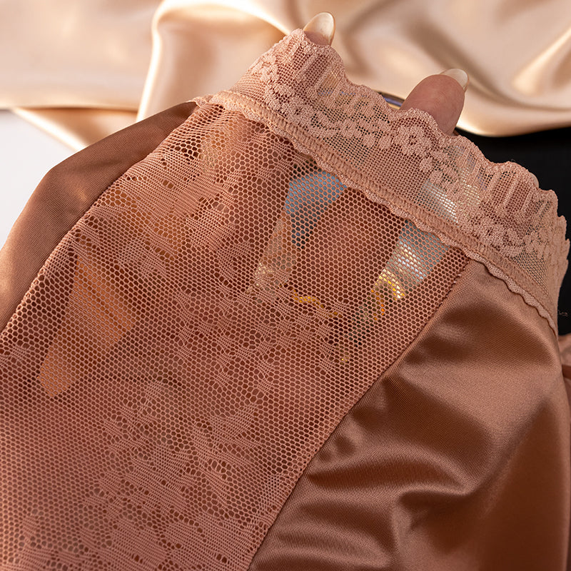 4pcs Satin Lace Mid-Waist Panties โ Elegant & Comfortable Everyday Wear