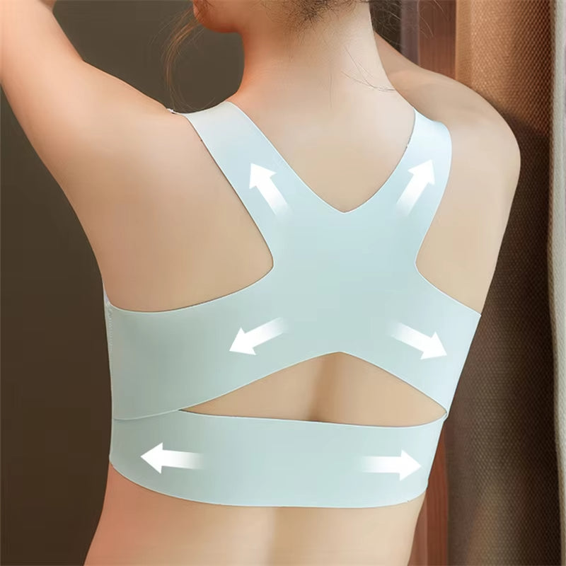 Wireless Lace Bra With Wide Strap And Back Support Design