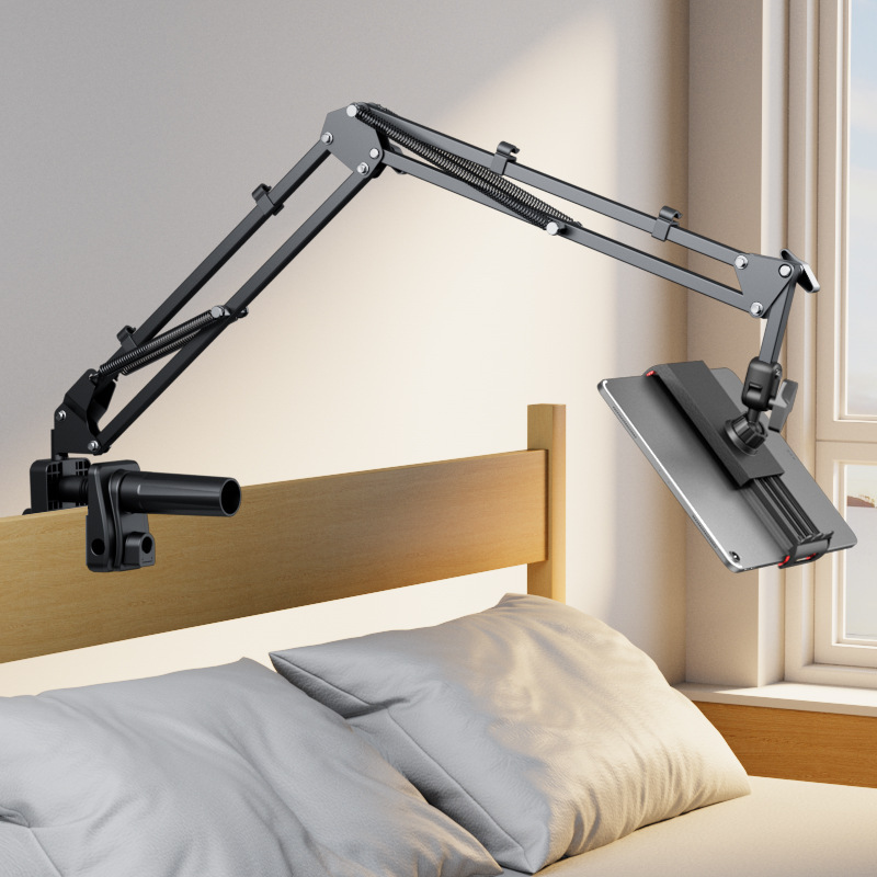 Adjustable Phone Holder Arm Stand – 360° Rotating Long Arm with Desk Clamp