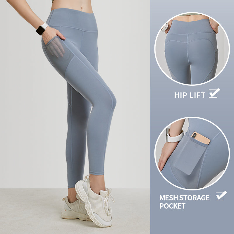 High Waist Stretchy Leggings With Hip Lift And Side Pocket Design