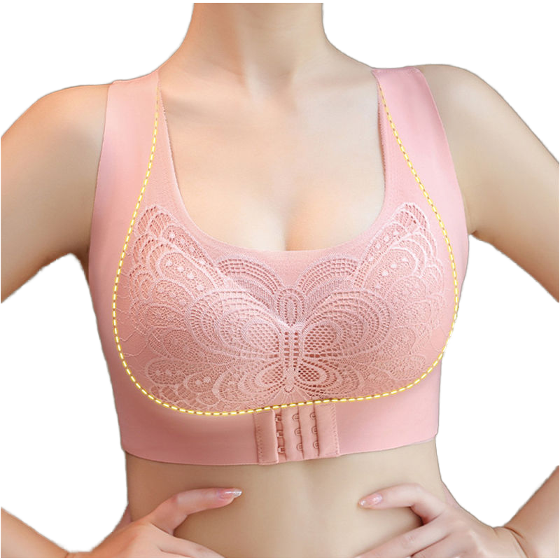Wireless Lace Bra With Wide Strap And Back Support Design