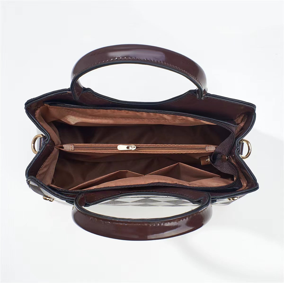 Glossy Crocodile Pattern Handbag With Round Handle And Bonus Pouch