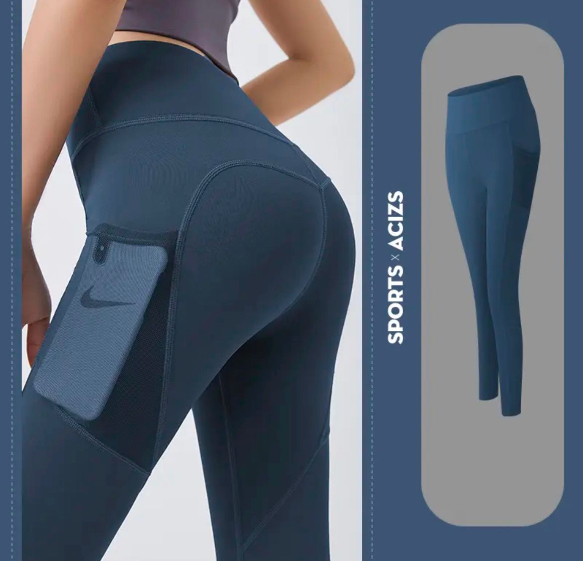High Waist Stretchy Leggings With Hip Lift And Side Pocket Design