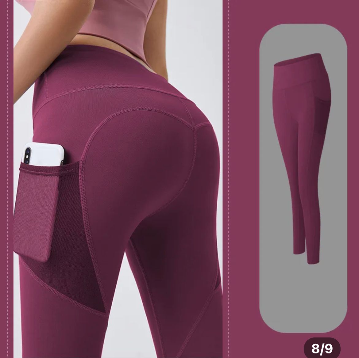 High Waist Stretchy Leggings With Hip Lift And Side Pocket Design