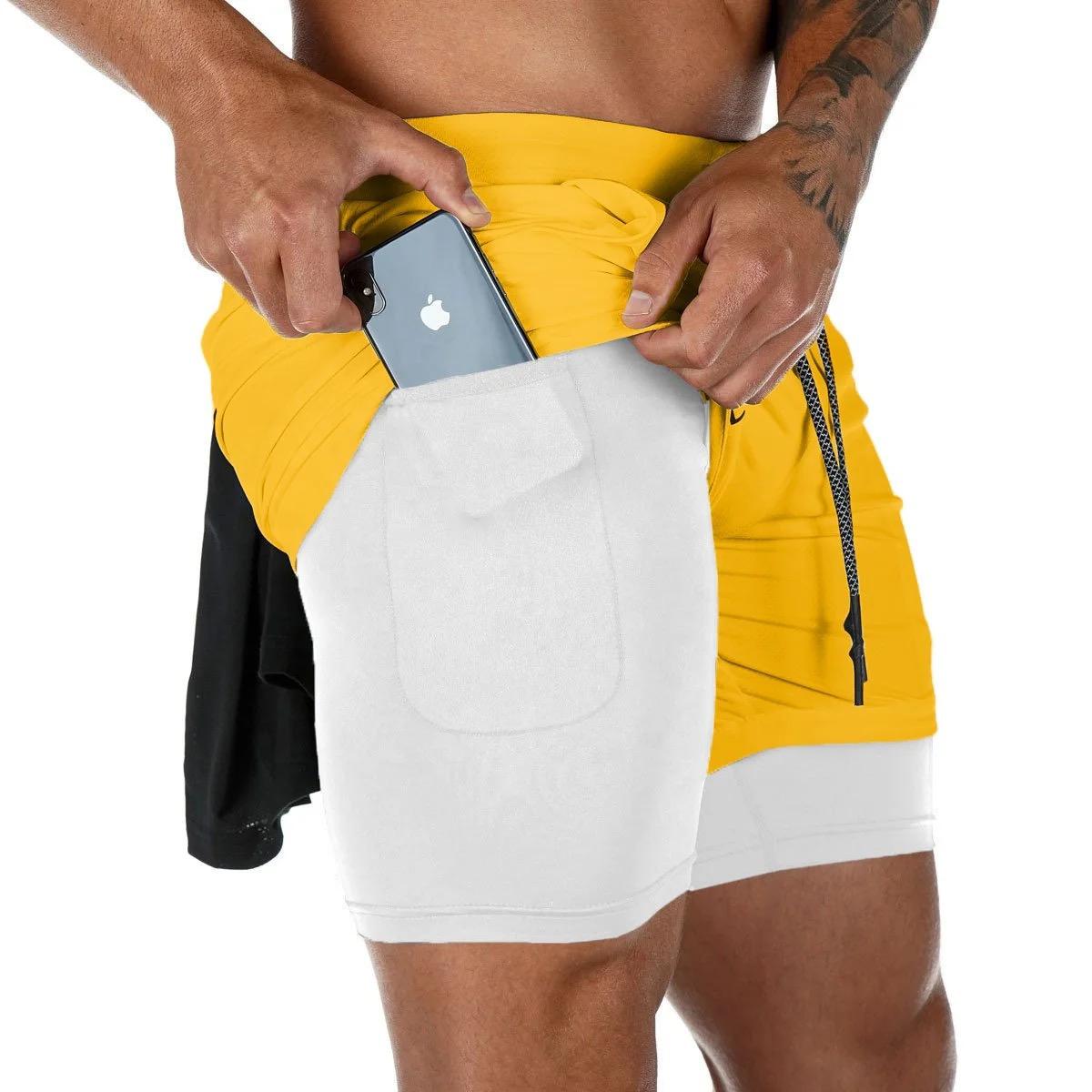 2-in-1 Gym Shorts ā Built-in Compression Liner with Phone Pocket & Towel Loop