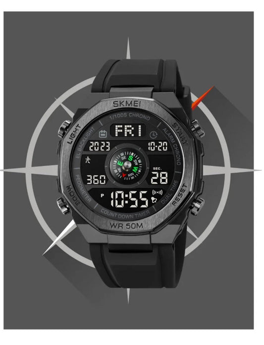 SKMEI 2209 Waterproof Digital Sports Watch – Multicolor Dial with Pedometer