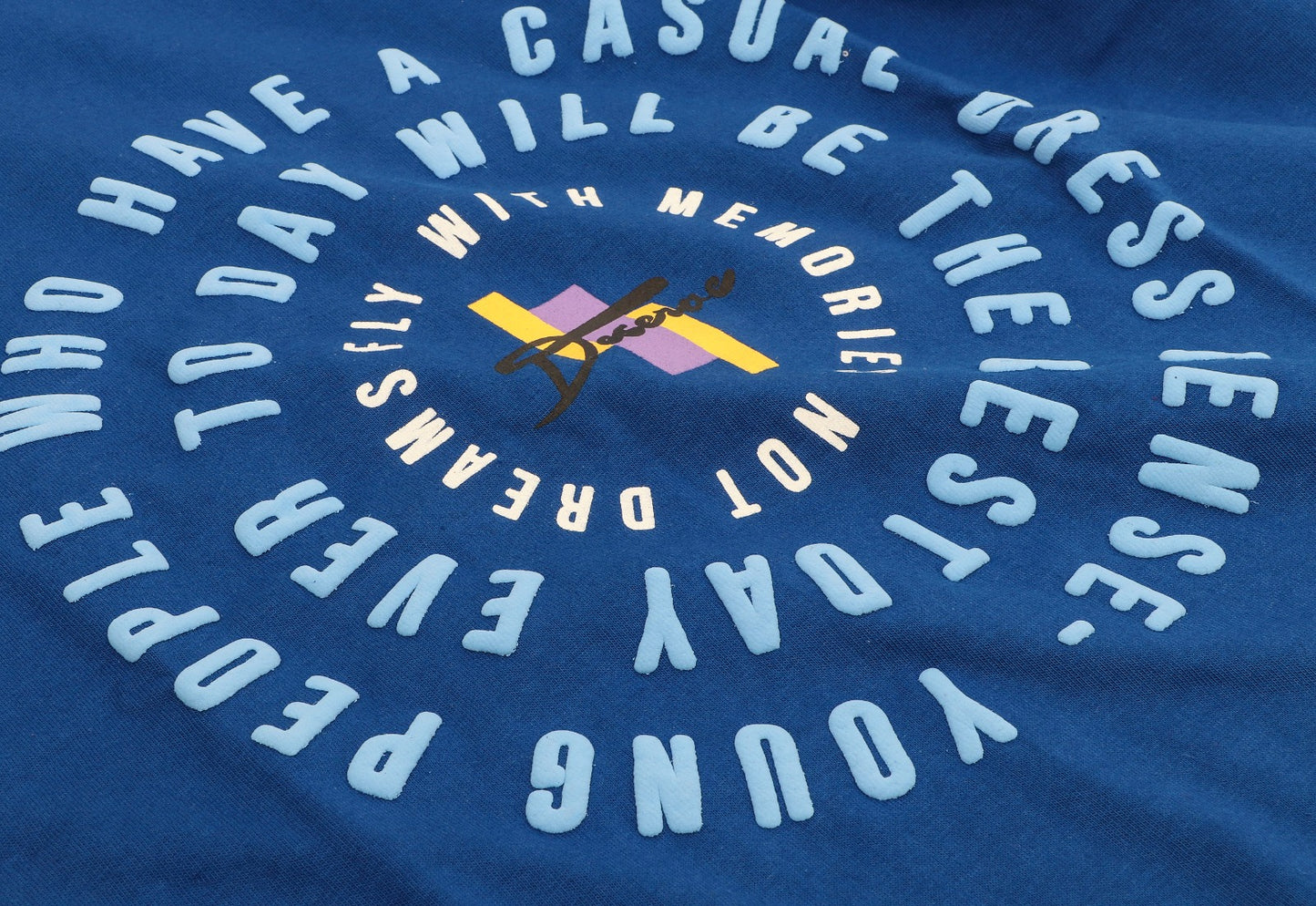 Casual Tee With Circular Motivational Print And Youthful Street Style