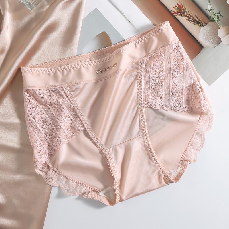 4pcs Satin Lace Mid-Waist Panties โ Elegant & Comfortable Everyday Wear
