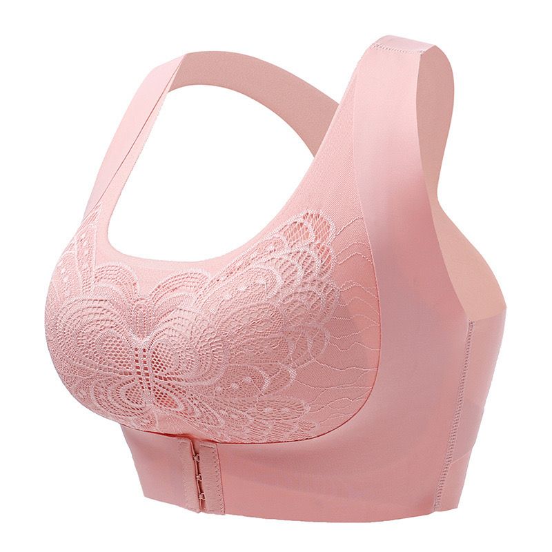 Wireless Lace Bra With Wide Strap And Back Support Design