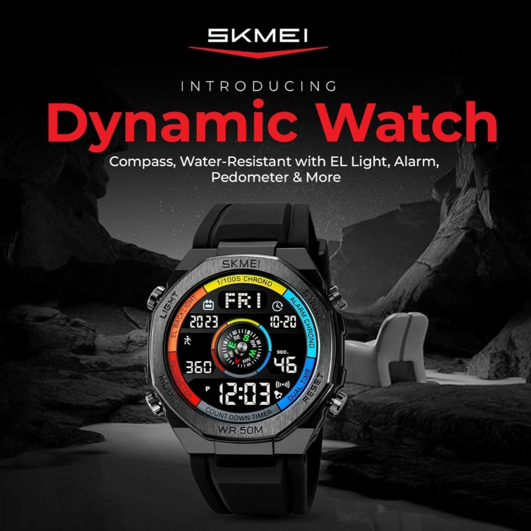 SKMEI 2209 Waterproof Digital Sports Watch ā Multicolor Dial with Pedometer