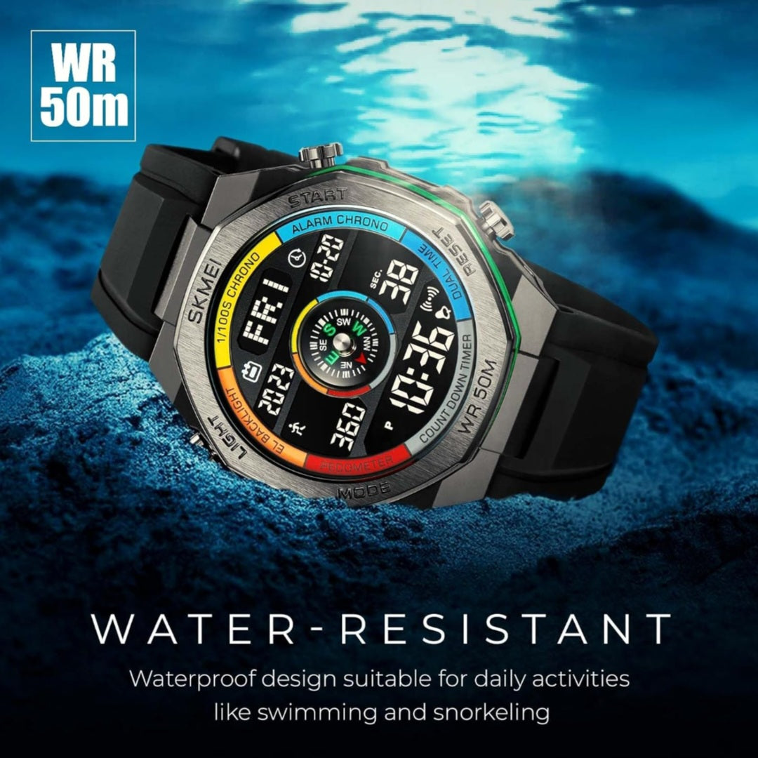 SKMEI 2209 Waterproof Digital Sports Watch ā Multicolor Dial with Pedometer