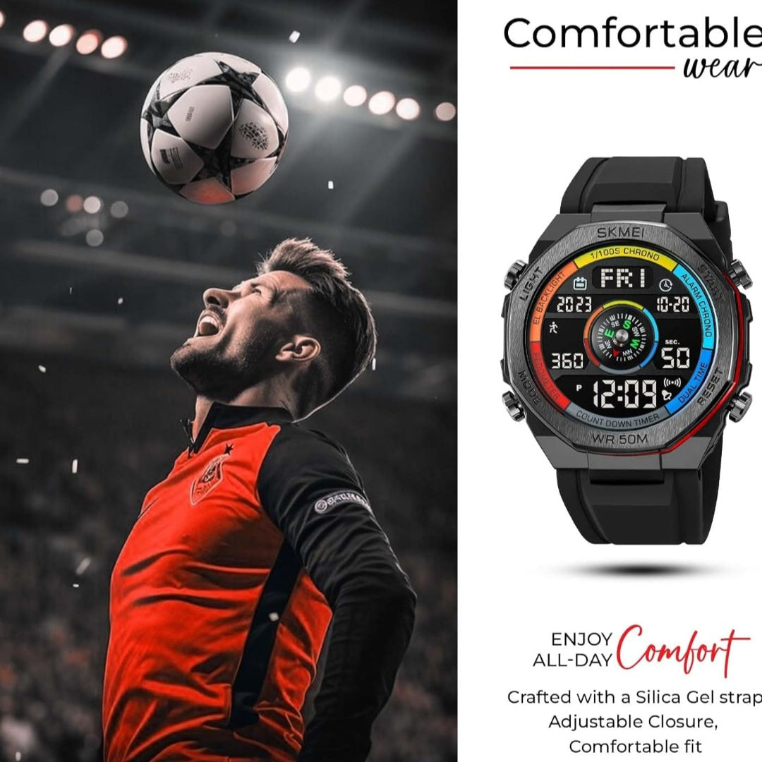 SKMEI 2209 Waterproof Digital Sports Watch ā Multicolor Dial with Pedometer