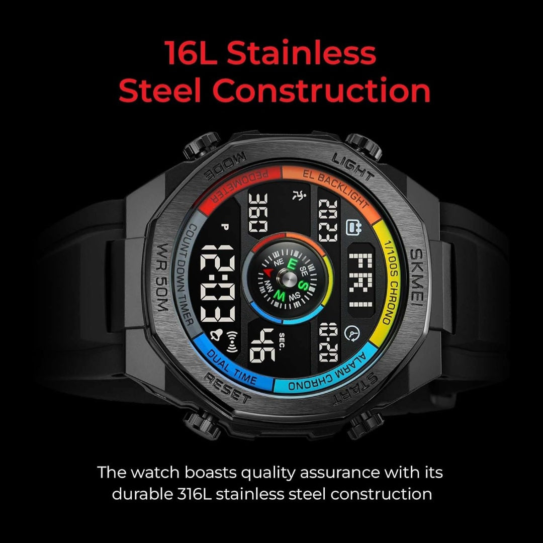 SKMEI 2209 Waterproof Digital Sports Watch ā Multicolor Dial with Pedometer