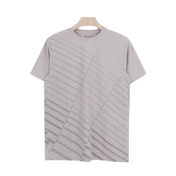 Men's T-Shirt โ Sky Blue with Geometric Stripe Print