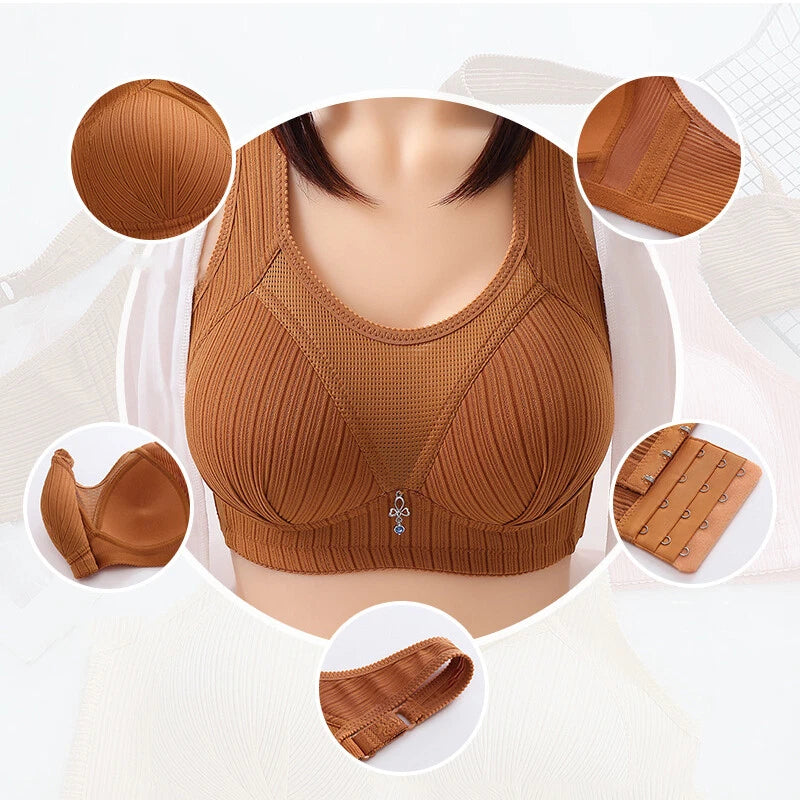 Women's Ribbed Comfort Lift Bra with Jewel Accent