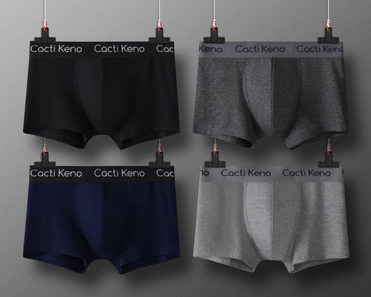 4pcs Mens Cotton Boxer Briefs With 3D Support Pouch And Soft Elastic Waistband