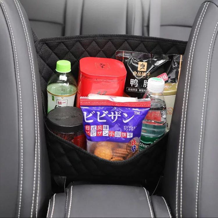 Car Seat Back Organizer Bag – Quilted Pocket Storage Snacks & Essentials