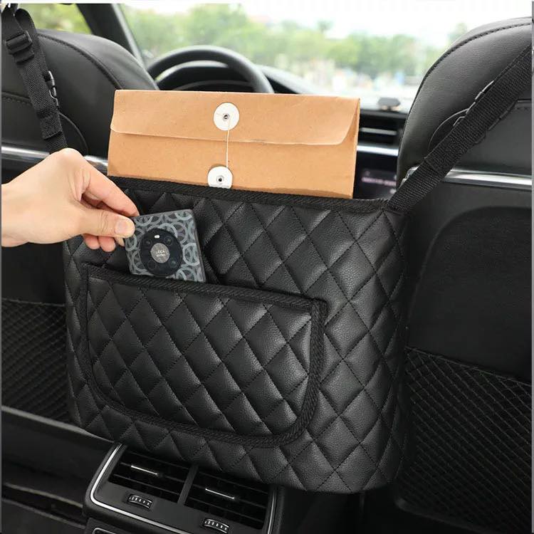 Car Seat Back Organizer Bag – Quilted Pocket Storage Snacks & Essentials