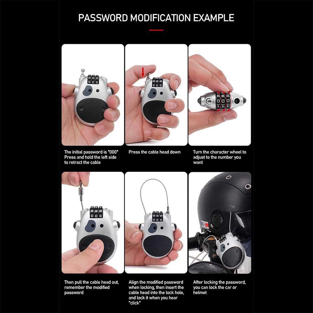 Retractable Cable Lock with Password Anti-Theft Combination Lock for valuables