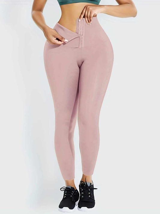 High-Waist Tummy Control Leggings – Compression Fit with Adjustable Hook Closure