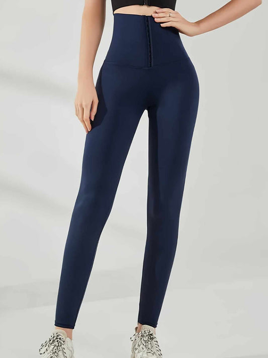 High-Waist Tummy Control Leggings – Compression Fit with Adjustable Hook Closure