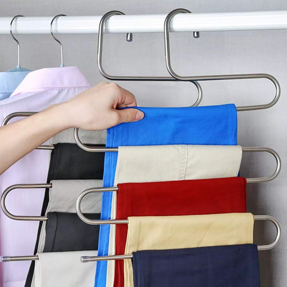 5-Layer Stainless Steel Pants Hanger Organizer