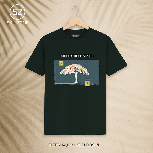 Grey Graphic Tee With Artistic Tree Design And Irresistible Style Quote